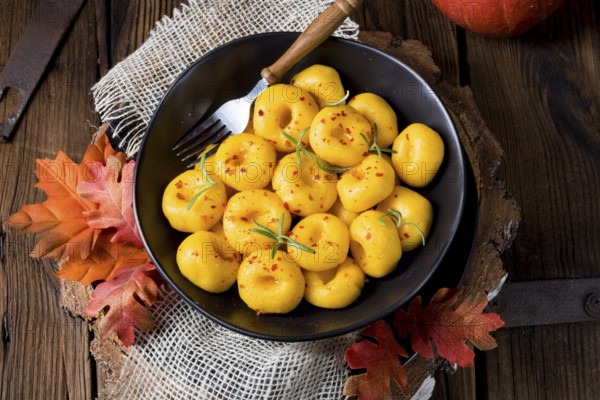 Delicious autumn dumplings with Hokkaido pumpkin puree