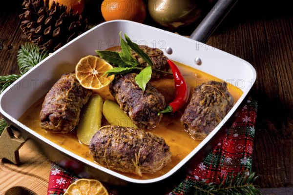 Beef rolls from the oven