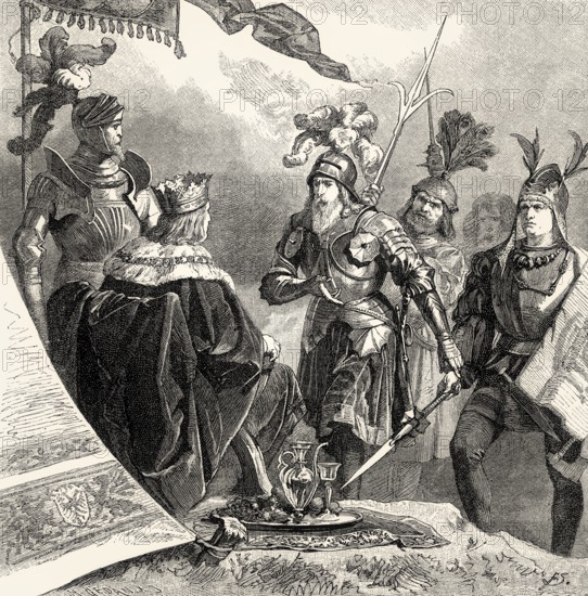 Faust in armor and the Emperor, Faust II, Johann Wolfgang von Goethe