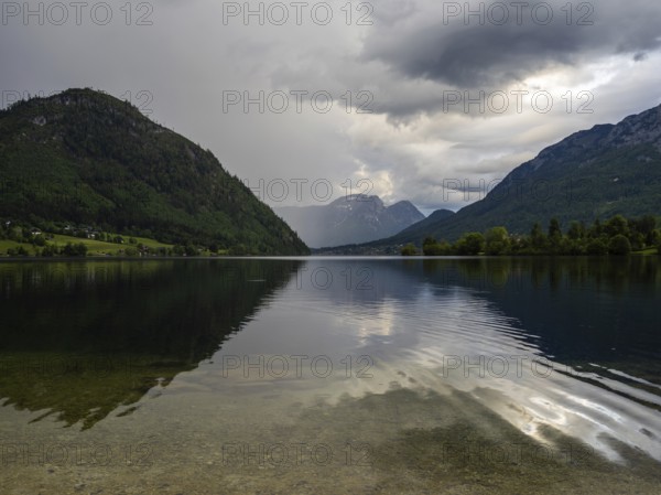 Thunderclouds over the lake, Grundlsee, Salzkammergut, Styria, Austria, Europe