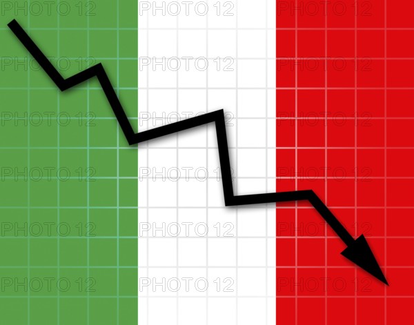 The Italian flag and arrow graph going down