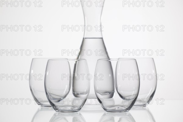 Glasses of water on the glass table