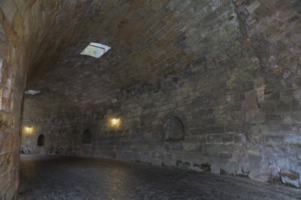 Massive vault of the Tiergärtnertor gate of the Nuremberg city wall, Nuremberg, Middle Franconia, Franconia, Bavaria, Germany, Europe