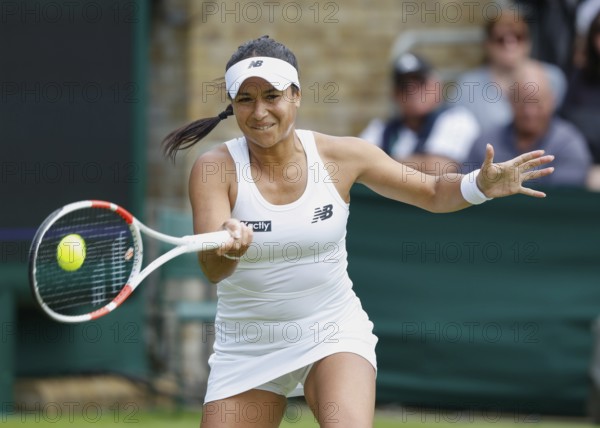 British tennis player Heather Watson in action at the 2024 Wimbledon Championships, London, England, United Kingdom, Europe