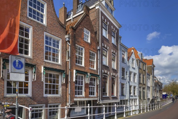 Canal embankment in Delft city center, Netherlands