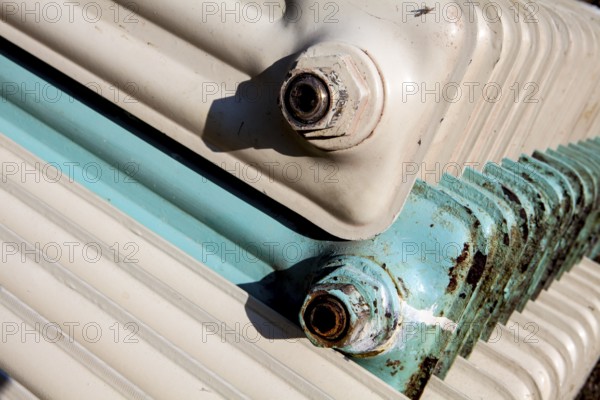 Old cast iron household radiators