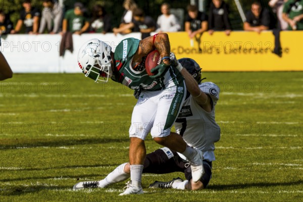 erima GFL / German Football League,Quarterfinal Game: Schwäbisch Hall Unicorns - Berlin Rebels in the Optima Sportpark in Schwaebisch Hall Germany on 23. 09. 2023 .