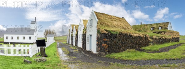 Turf houses built in traditional manner, Northern Iceland