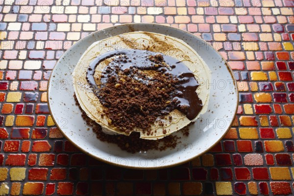 Hazelnut ice-cream crunchy wafer and chocolate dessert icecream