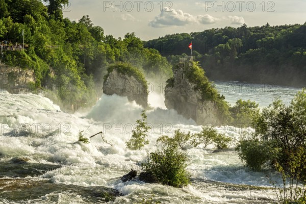 Rocks of the famous Rhine Falls (Rheinfall) in Schaffhausen