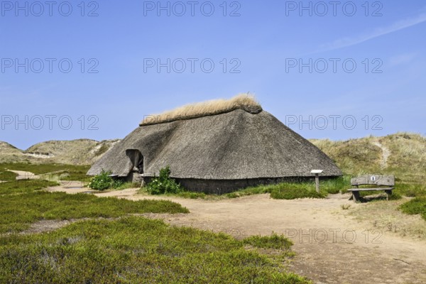 Reconstruction of an Iron Age house in the dune valley, Amrum, North Frisian Island, North Frisia, Schleswig-Holstein, Germany, Europe