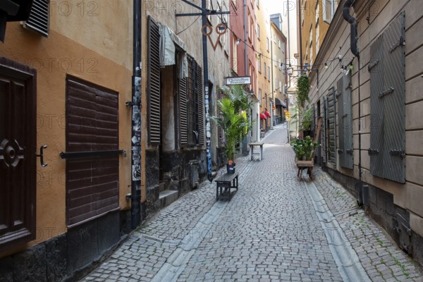 Alleyway in the Historic town Gamla Stan, Stockholm, Sweden, Scandinavia, Europe