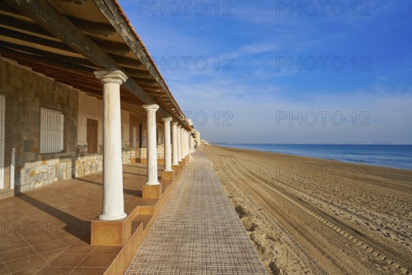 Guardamar del Segura beach houses in Alicante of Spain at Costa Blanca
