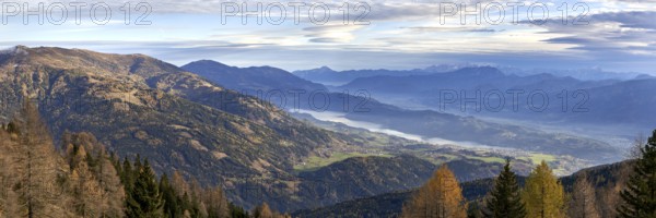 View from the Bergfriedhütte towards Lake Millstätter See, Carinthia, Austria, Europe