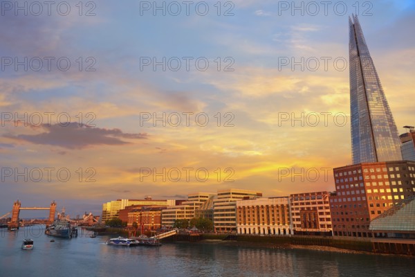 London The Shard building at sunset in England