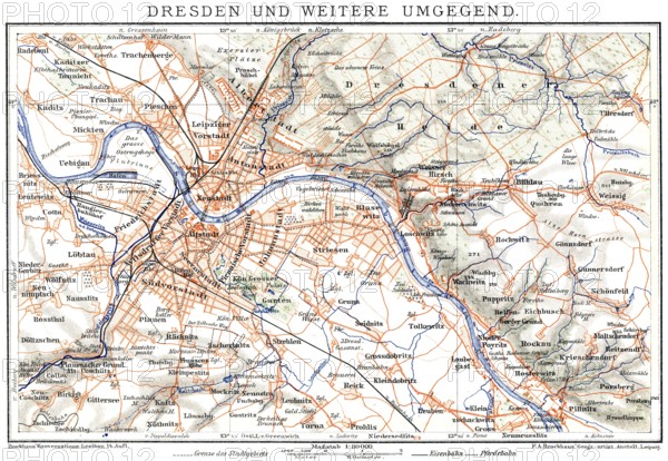 Map of Dresden, Germany, Europe, end of the 19th century, Stadtplan von Dresden, Deutschland, Europa, Ende des 19. Jahrhundert, Europe