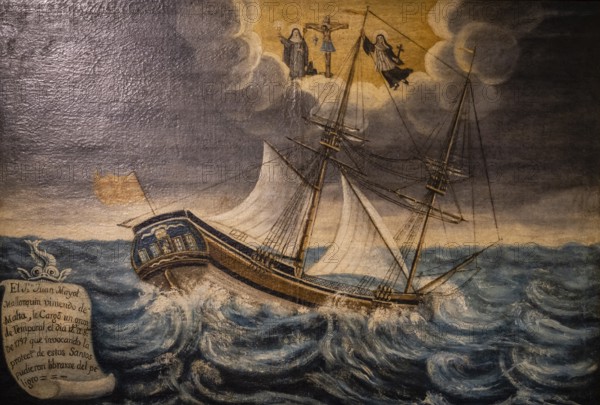 Marine ex-voto, 18th century, oil on canvas, Museu de Majorca, Palma, Majorca, Spain, Europe