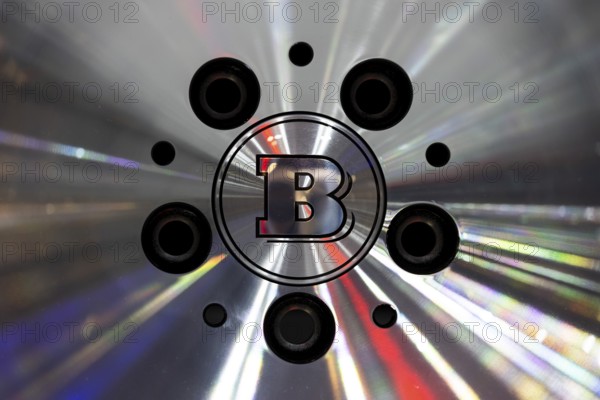 Sofia, Bulgaria - 3 June, 2022: Close-up of Brabus logo is seen on an alloy wheel at Sofia Motor Show