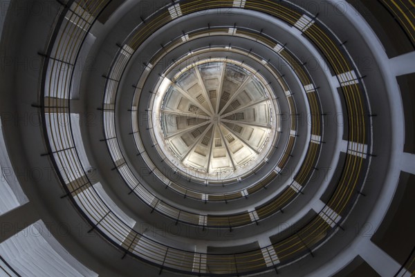 Italy Venice Car Park Autorimessa Comunale -405 built in 1931-34 by Eugenio Miozzi in the style of Razionalismo then the largest car park in Europe Spiral ramp central view from below