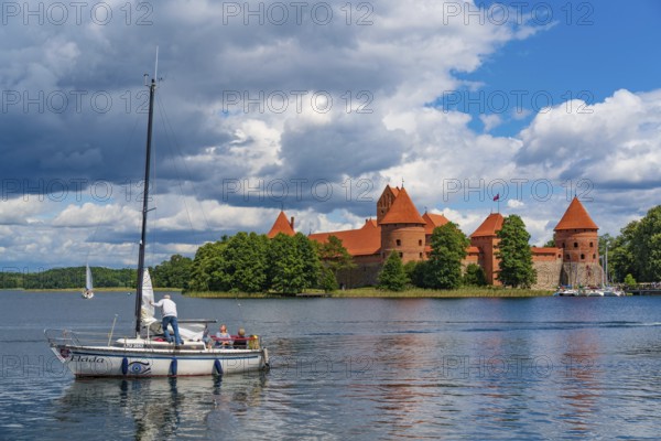 Trakai Island Castle on Lake Galve in Trakai, Lithuania, Europe