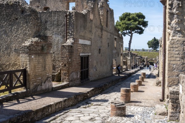 HERCULANEUM, ITALY, MAY 05, 2022, Abandoned street Cardo IV Superiore in the ancient town of Herculaneum
