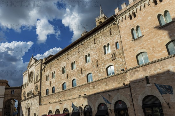 View of a medieval palace of a city in the centre of italy