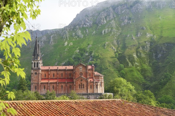 Covadonga Catholic sanctuary Basilica church in Asturias at Cangas de Onis