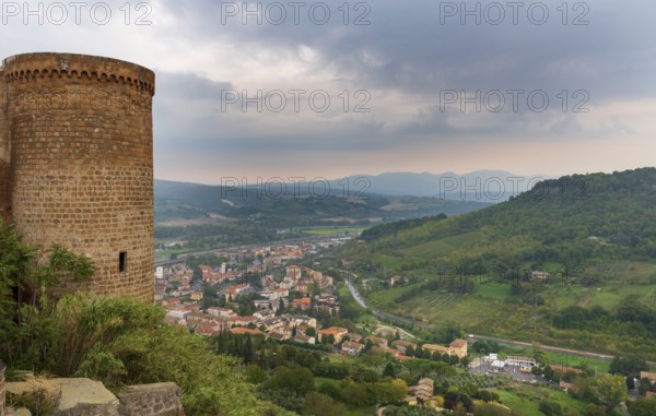 Panoramic view of Sferracavallo city and Italian valley from Orvieto castle. Italy Europe