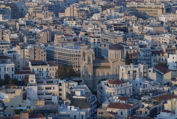 A picture of the Metropolitan Cathedral of Athens as seen from above