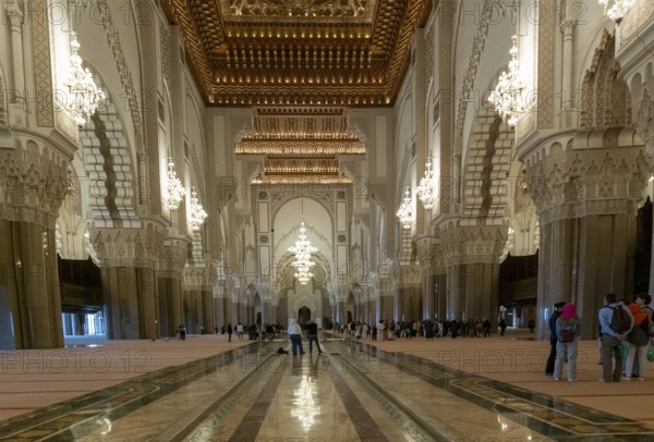 Casablanca, Morocco, 29 March, 2024: tourists enjoying a visit to the Hassan II Mosque in downtown Casablanca, Africa