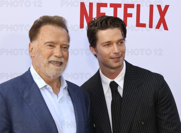 Arnold Schwarzenegger and Patrick Schwarzenegger at Netflix's 'Fubar' Season 2 premiere held at the Tudum Theater in Hollywood, USA on June 11, 2025, Hollywood, CA, USA, Los Angeles, California, USA, North America