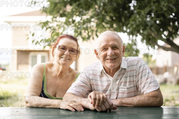 CAUCASIAN couple of silent generation in their 80s. Happy senior healthy man and woman.