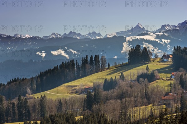 View from Blender, behind the Allgäu Alps, Kempten Allgäu, Swabia, Bavaria, Germany, Europe