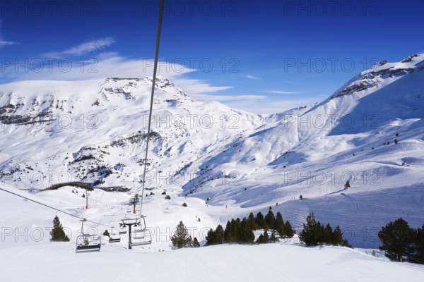 Cerler sky area in Pyrenees of Huesca at Spain