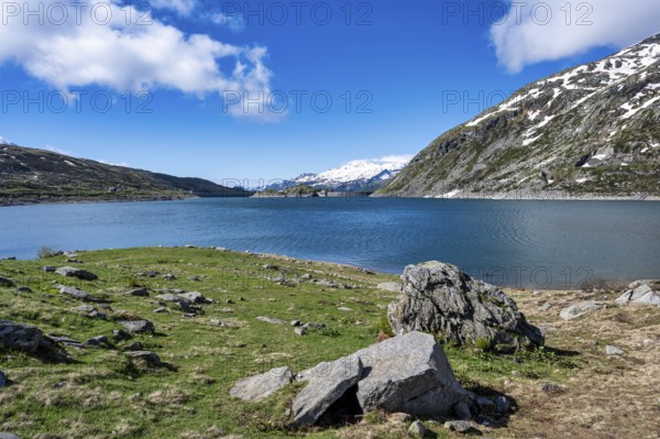 A view of the Montespluga Dam near the Splügen Pass from Italy to Switzerland