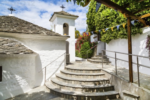 View of Monastery of Archangel Michael, Thassos island, Greece, Europe