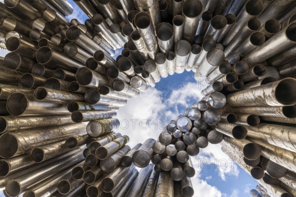 Helsinki, Finland: 4 August, 2021: abstract close up view of the Sibelius Monument in downtown Helsinki