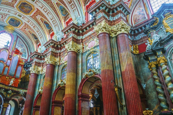 POZNAN, POL - NOV 27, 2018: Interior of Fara, St. Mary's Basilica in Poznan, Poland, Europe