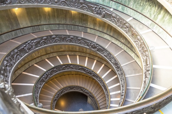ROME, ITALY - CIRCA SEPTEMBER 2020: the famous spiral staircase with double helix. Vatican Museum, made by Giuseppe Momo in 1932