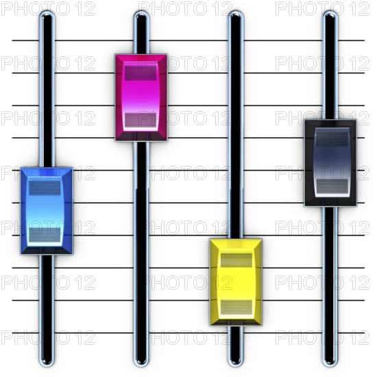 3D illustration of a mixing CMYK concept