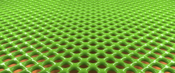 Shiny glossy green metal grid pattern using as modern background, 3d rendering