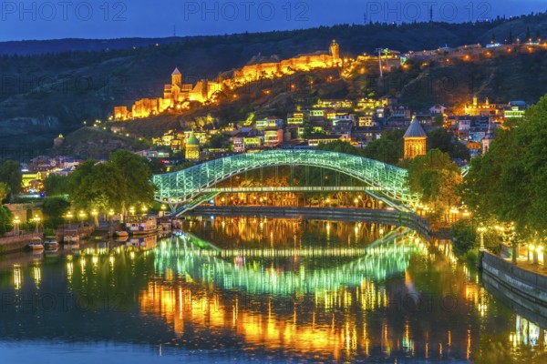 Panoramic view of Tbilisi, Georgia after sunset