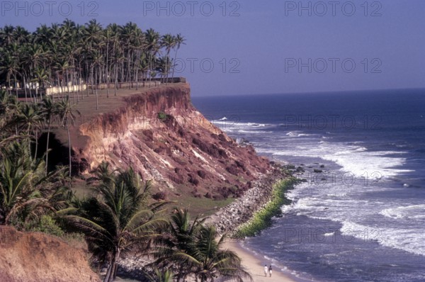 Varkala beach Papanasham beach, panoramic vision from a rocky cliff, Varkala, Kerala, Kerala, South India, India, Asia