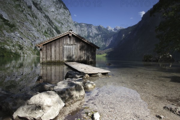 The Obersee lake at Königssee near Schönau in Berchtesgadener Land in summer
