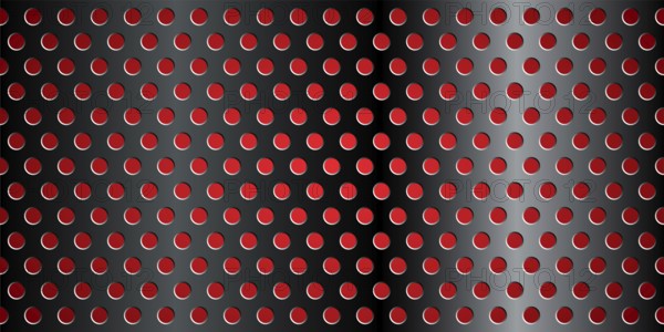 Metal grid texture with red background, vector illustration