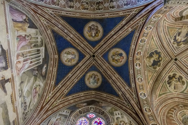 FLORENCE, TUSCANY/ITALY - OCTOBER 19 : Interior view of Santa Croce Church in Florence on October 19, 2019