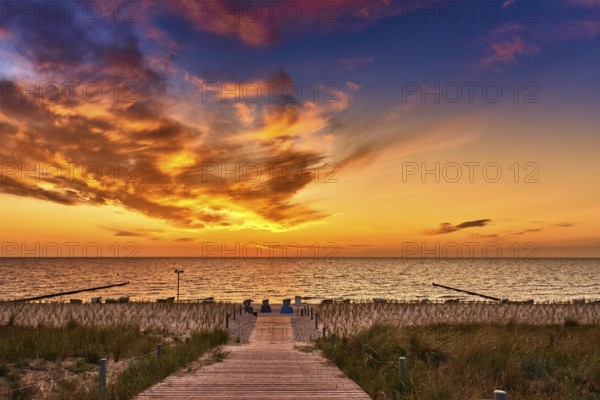 Beach entrance on the island of usedom before the sunrise