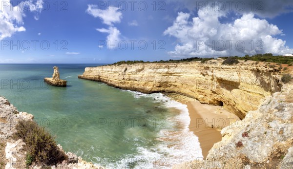 Coastal landscape the southern coast of the Algarve, Portugal, Europe