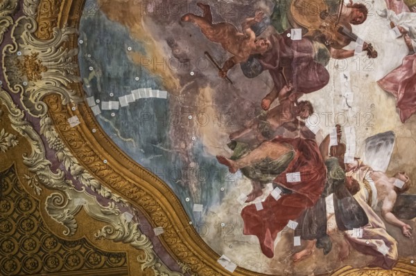 Interior view of St Mark's Basilica, Sala Banchetti, Banqueting Hall, restoration of the ceiling, Venice, Veneto, Adriatic Sea, Northern Italy, Italy, Europe