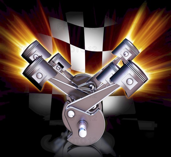 illustration of a engine with a race background